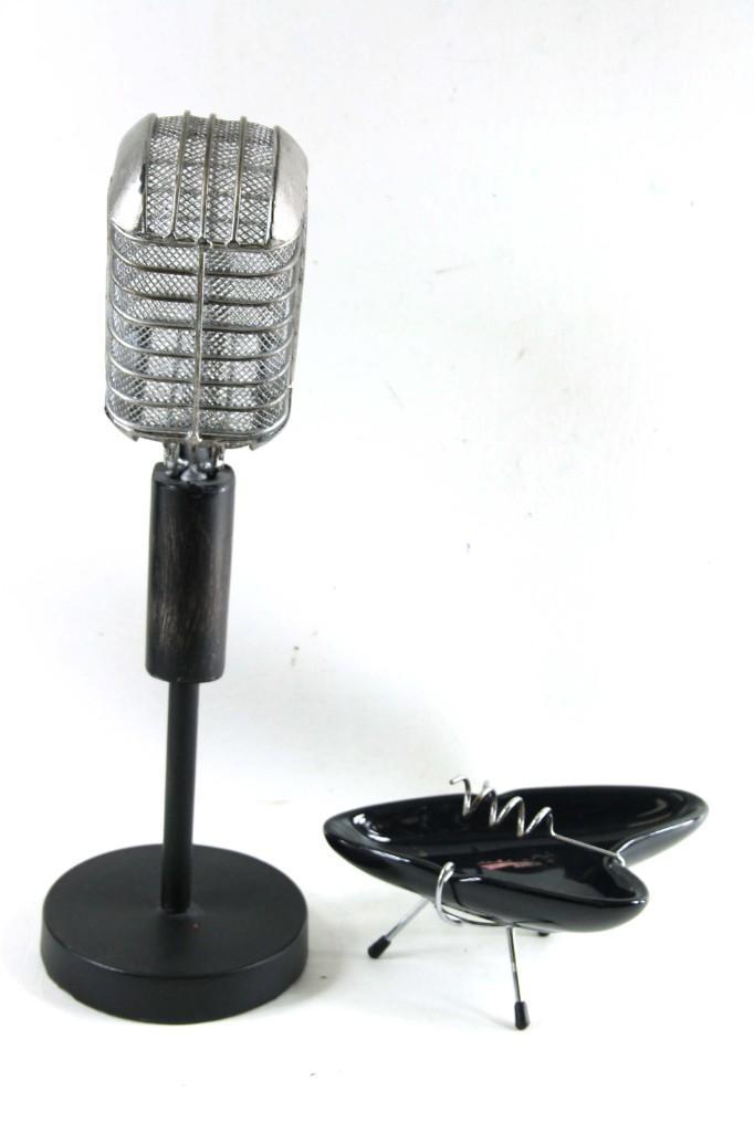 Mid Century Mod Ashtray from the Rock n' Roll Hall of: Mid Century Mod Style Ashtray from the Rock n' Roll Hall of Fame and a Decorative Microphone