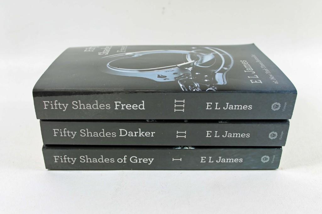 Set of 3 Fifty Shades of Grey Books by E.L. James: Set of 3 Fifty Shades of Grey Books by E.L. James Apparently #1 New York Times Bestseller so it must be some quality literature - up there with the likes of Moby Dick, Great Gatsby and One Fish Two Fi