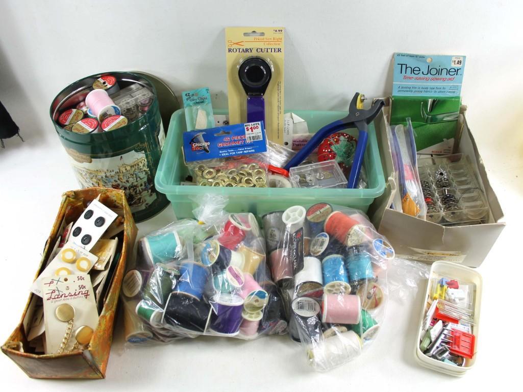 Large Sewing Supply Lot: Large Sewing Supply Lot Everything you need that you don't currently have. It even has that Tomato pin cushion - that poor, poor tomato!