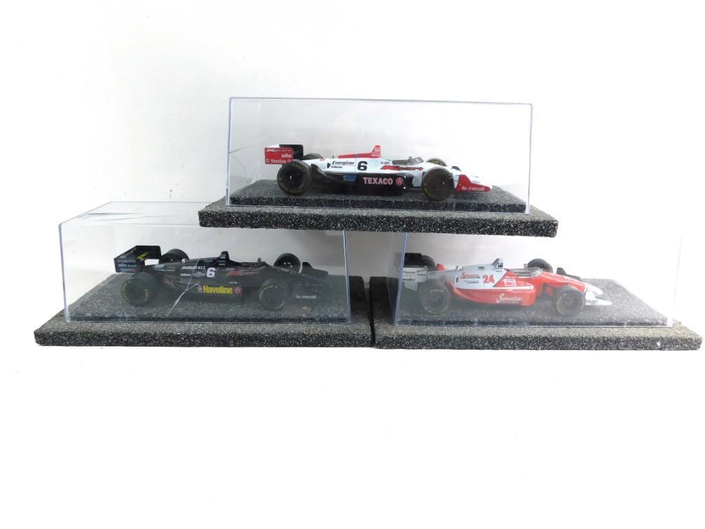 Set of 3 Indy Race Cars in cases: Set of 3 Indy Race Cars in cases