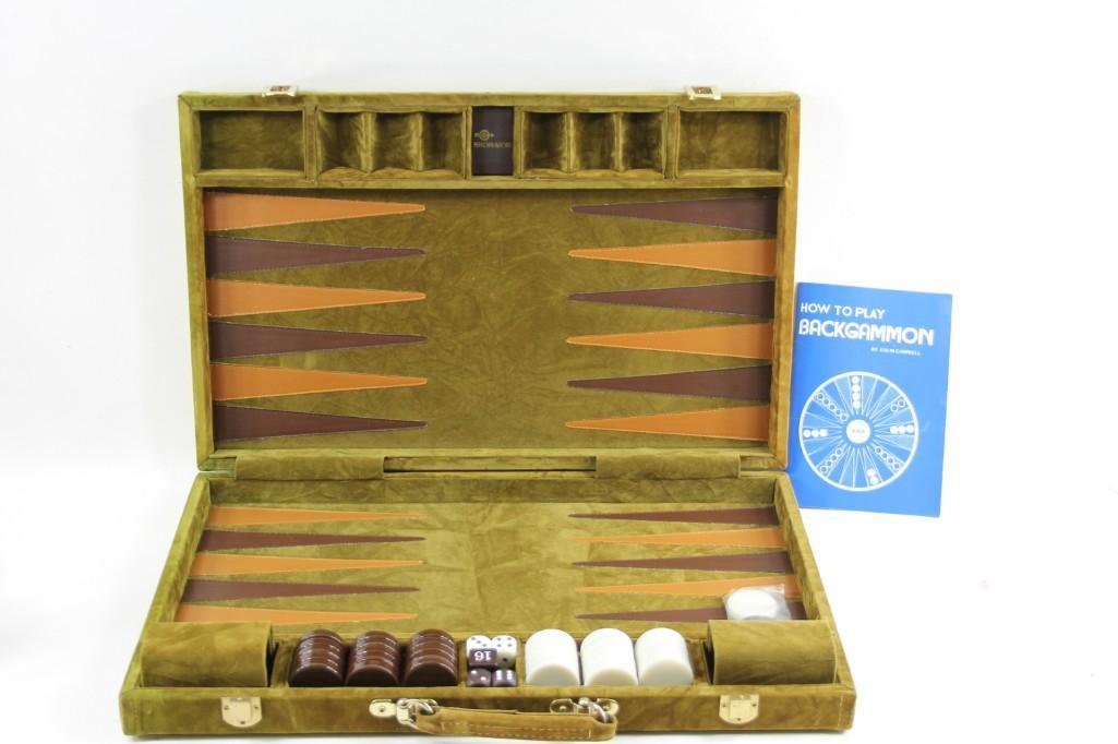 Vintage Crushed Velvet Backgammon Set: Vintage Crushed Velvet Backgammon Set . Mid century modern