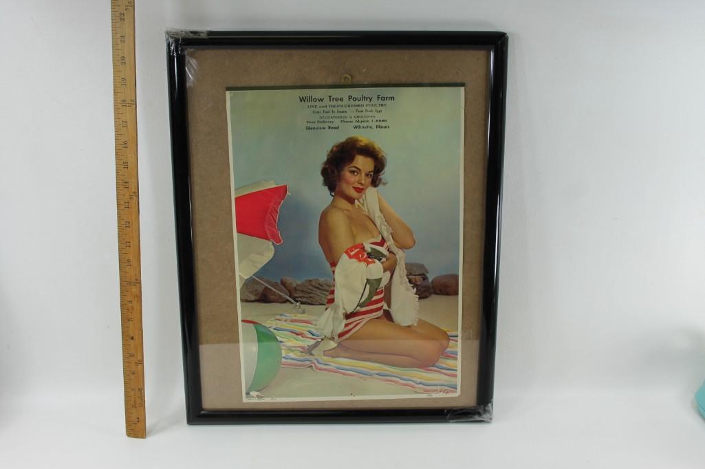 Vintage Pin Up Girl Poster Willow Tree Farm Framed (1 of 4)
