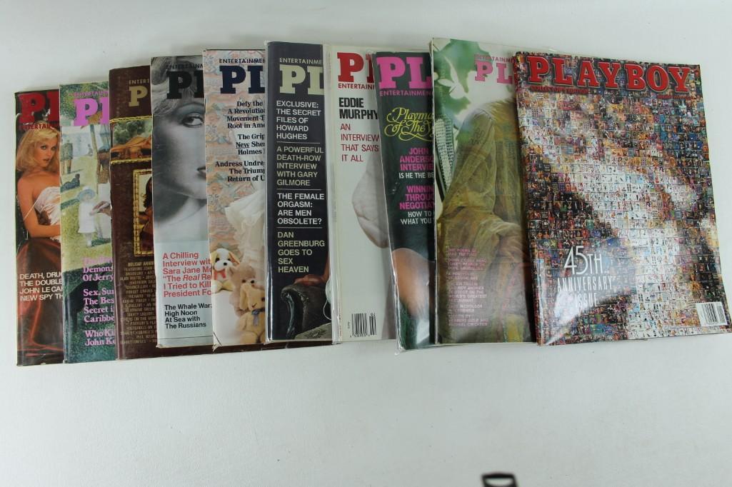 Lot of 10 Playboy Magazines including 45th anniversary: Lot of 10 Playboy Magazines including 45th anniversary and more from the 70's 80's, etc.