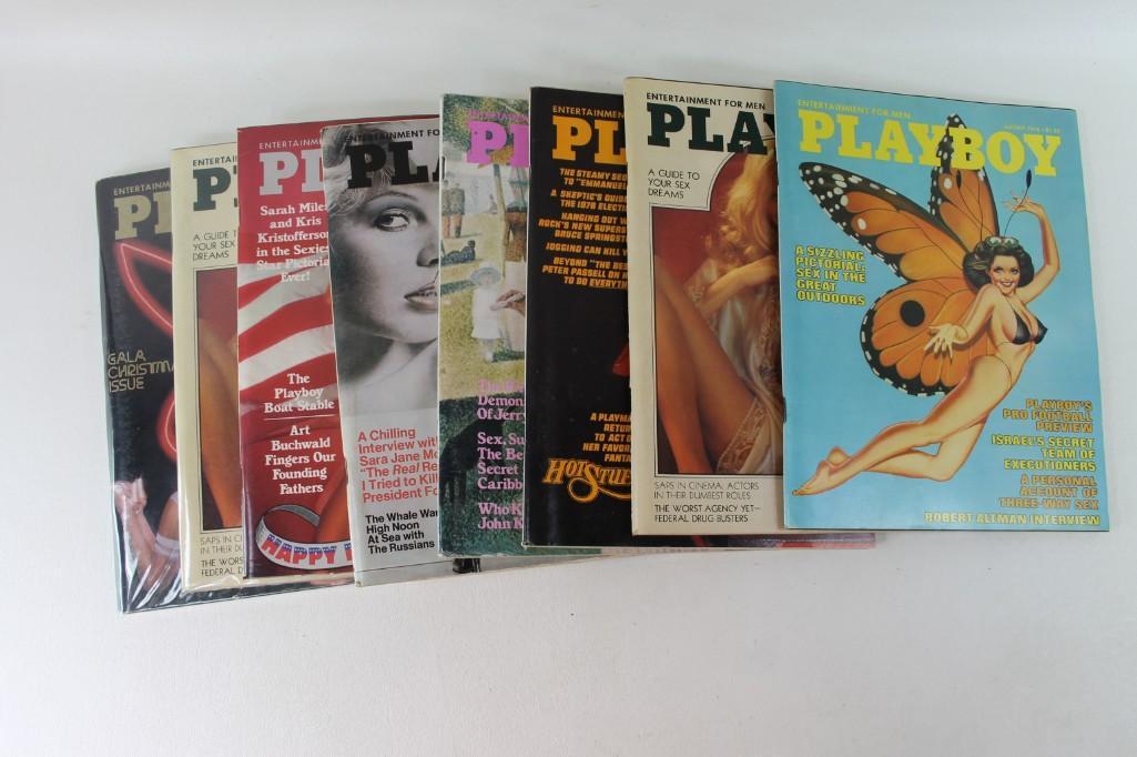 Lot of 8 Playboy Magazines from 1976: Lot of 8 Playboy Magazines from 1976 Includes Bicentennial from July