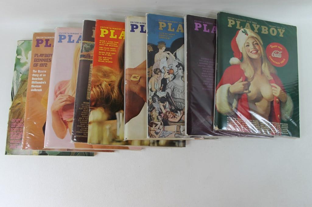 Lot of 9 Playboy Magazines from 1972 (1 of 4)