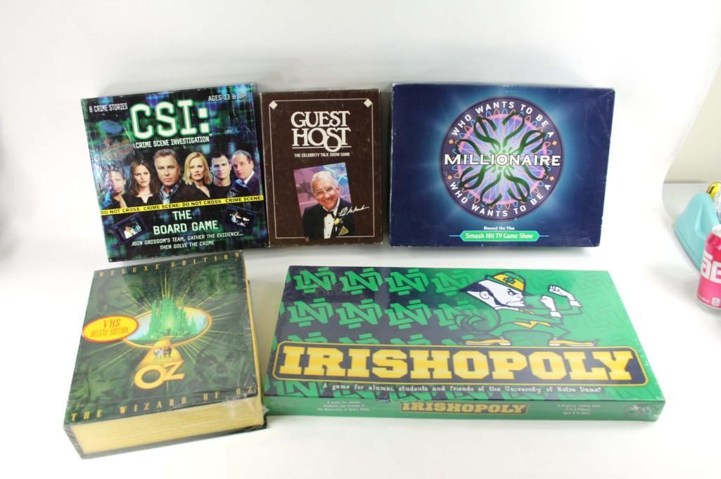 Lot of Vintage Board Games: Includes Guest Host , The Wizard of Oz , Irishopoly , etc