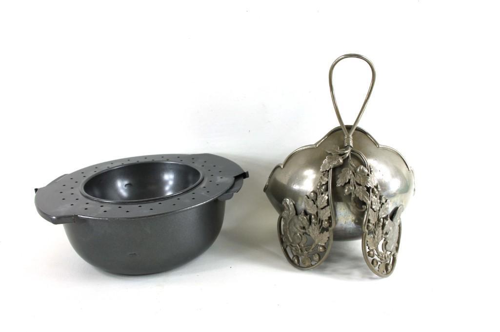 Cake Pan and a Small Decorative Metal Bowl: Cake Pan and a Small Decorative Metal Bowl