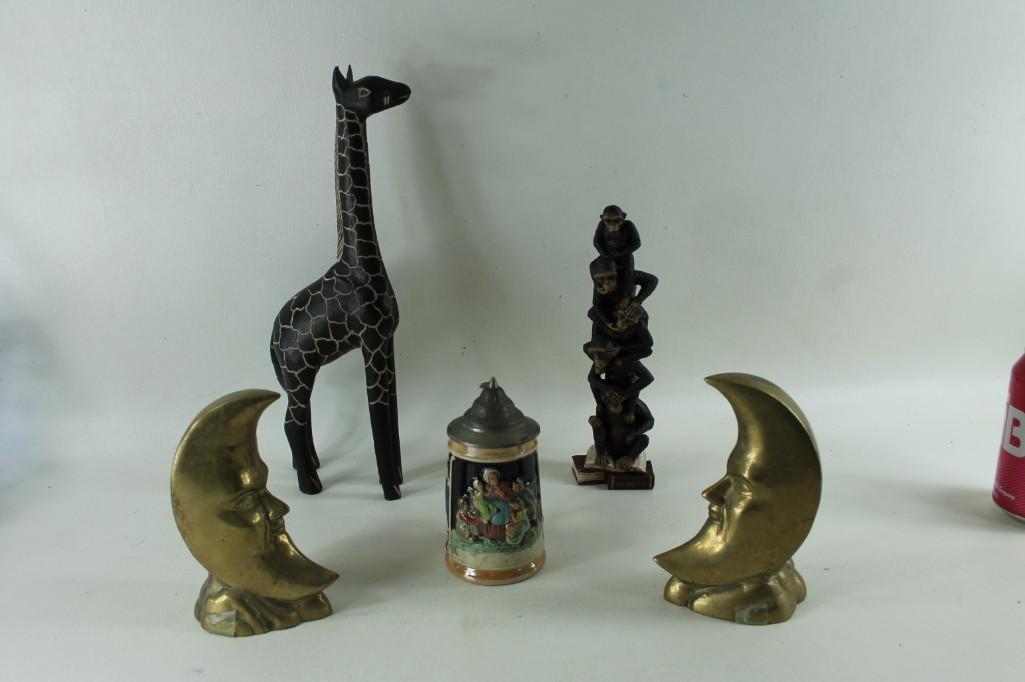 Misc. Lot Brass Crescent Moons, Monkeys, Giraffe, etc. (1 of 3)