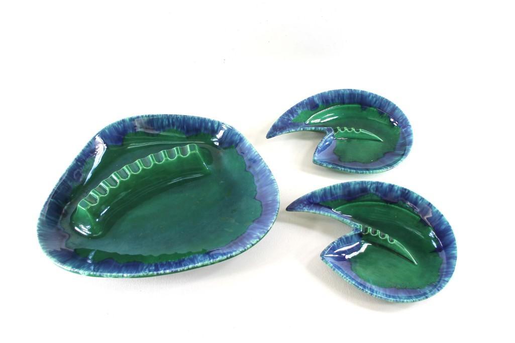 Set of 3 Mid Century Drip Glaze Royal Haeger Ashtrays (1 of 6)