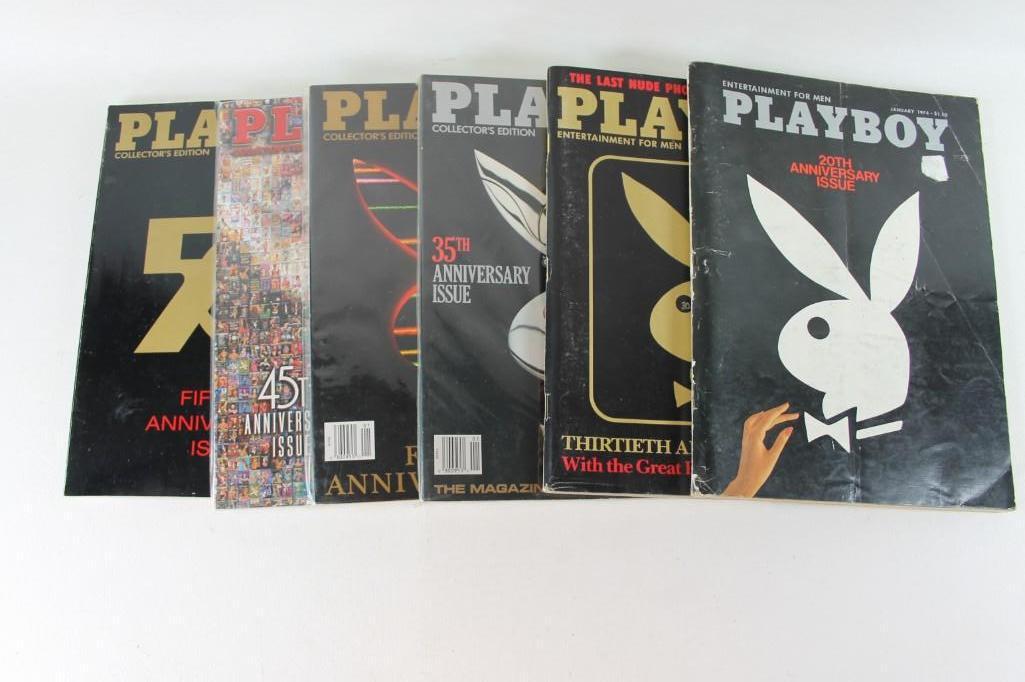Lot of 6 Anniversary Issues of Playboy Magazine (1 of 3)