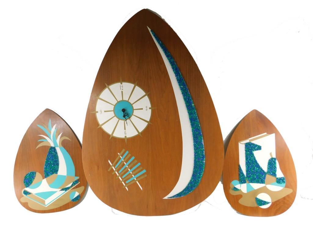 Mid Century Modern Wall Clock 3 Pieces (1 of 10)