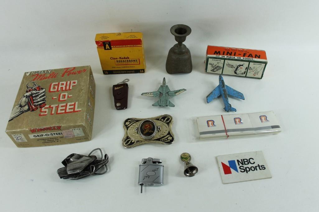 Misc Lot - Grip Strengthener, Lighter, Belt Buckles, (1 of 3)