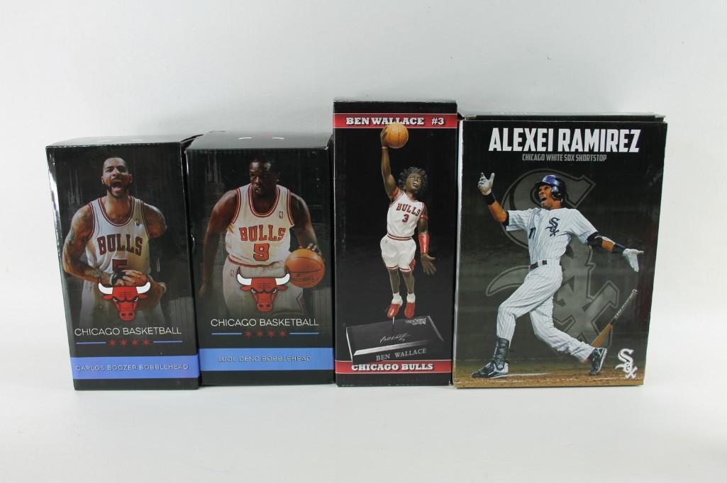 Lot of 4 Sports Figurines / Bobbleheads Chicago Bulls: Lot of 4 Sports Figurines / Bobbleheads Chicago Bulls White Sox Includes Carlos Boozer, Luol Deng, Ben Wallace and Alexei Ramirez