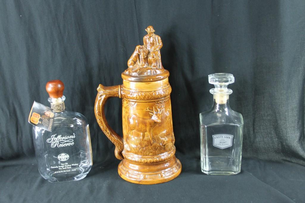 Beer Stein and two old Liquor bottles (1 of 2)