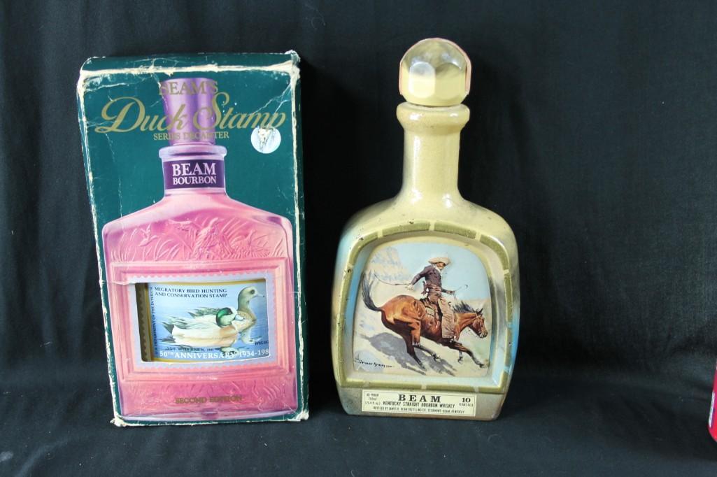 Lot of 2 Jim Beam Decanters Duck Stamp Series and (1 of 3)