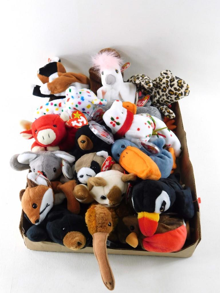 Lot of Beanie Babies with Original Tags: Lot of approximately 15-20 Ty Beanie Babies with original tags