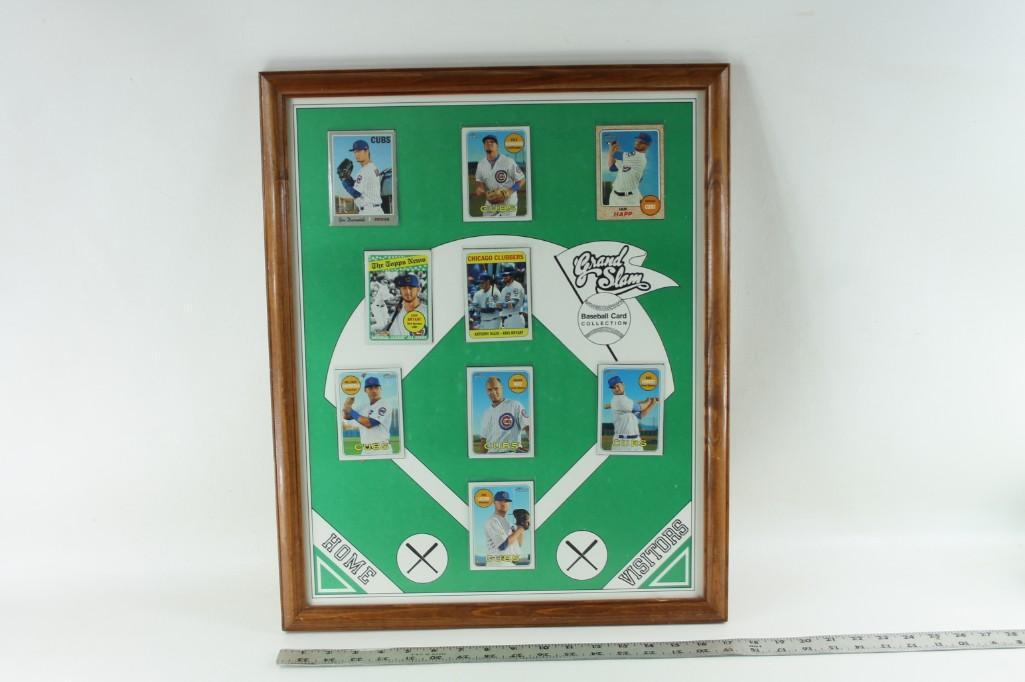 Framed Chicago Cubs Baseball Cards Display: Framed Chicago Cubs Baseball Cards Display Includes Yu Darvish, Kyle Schwarber, Ian Happ, Kris Bryant, Anthony Rizzo, Wilson Contreras, Javier Baez, Ben Zobrist and Jon Lester