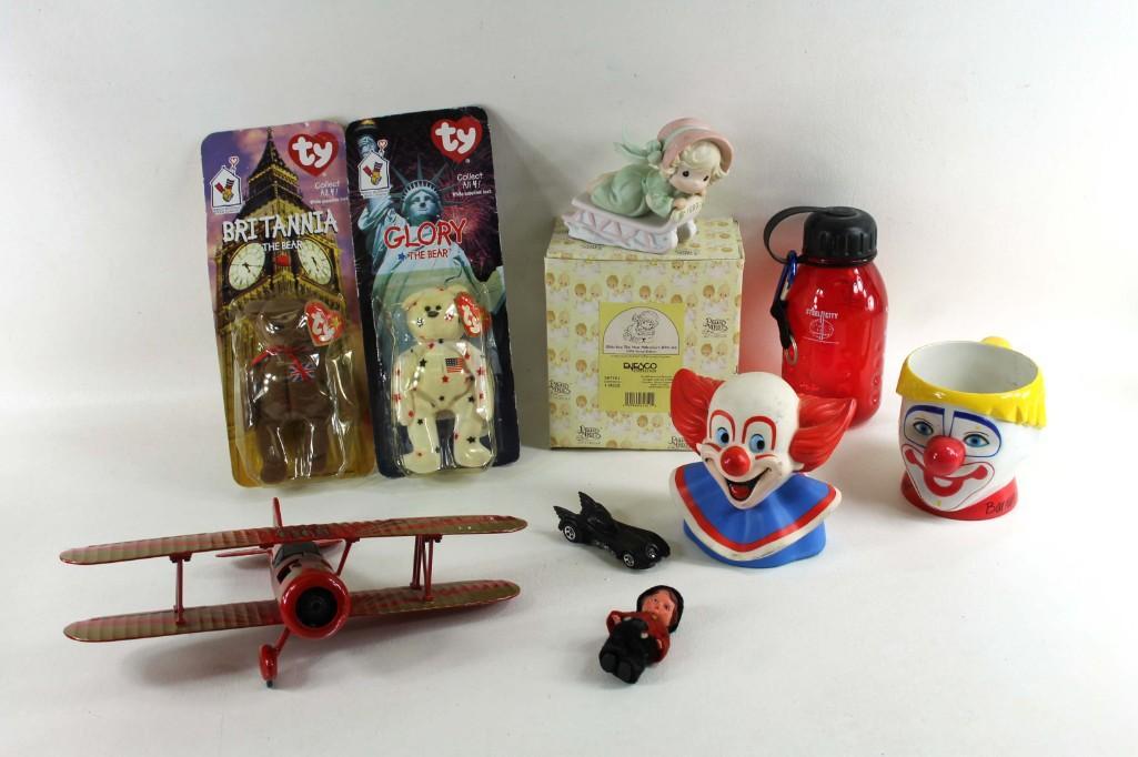 Lot of Misc Collectibles incl Beanie Babies , Precious: Lot of Misc Collectibles incl Beanie Babies , Precious Moments Figurine , etc Condition: Plane is missing a wheel