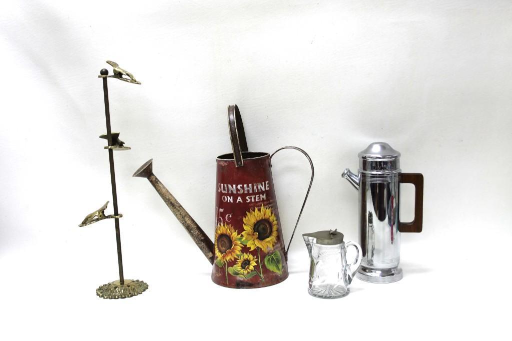 Lot of Vintage incl a Victorian Ladies Hand Glove: Lot of Vintage incl a Victorian Ladies Hand Glove Holder, Drink Shaker, Syrup Pitcher, Etc