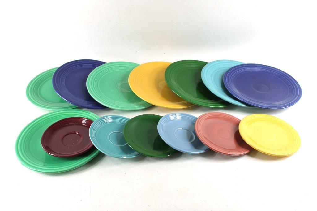 Lot of Fiestaware Plates and Saucers: Lot of Fiesta Ware Plates and Saucers