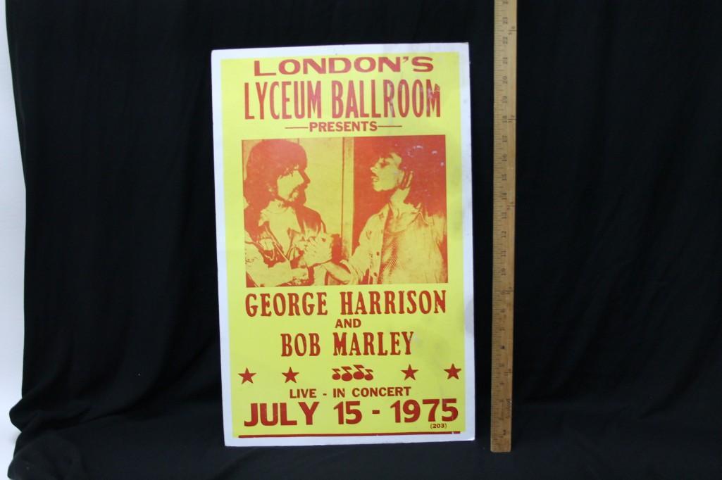 George Harrison and Bob Marley Poster July 15 1975: George Harrison and Bob Marley Poster July 15 1975 London's Lyceum Ballroom Classic Rock Poster