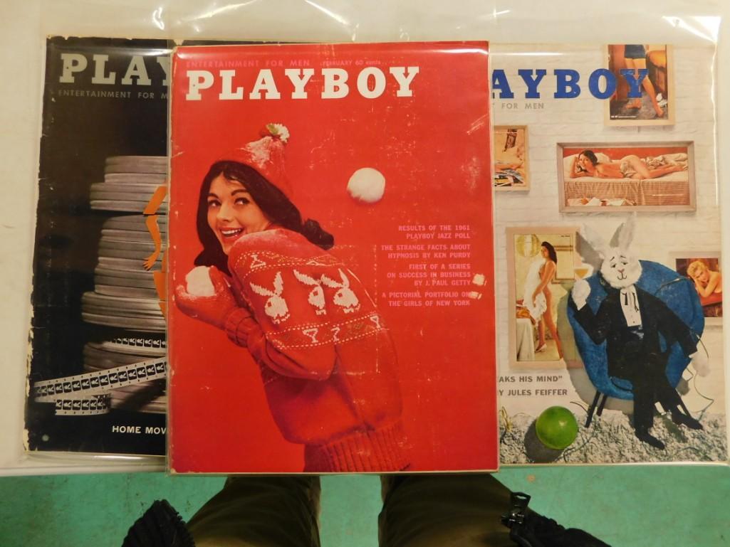 Lot of 3 old Playboy Magazines April 1960 January and: Lot of 3 old Playboy Magazines April 1960 January and February 1961