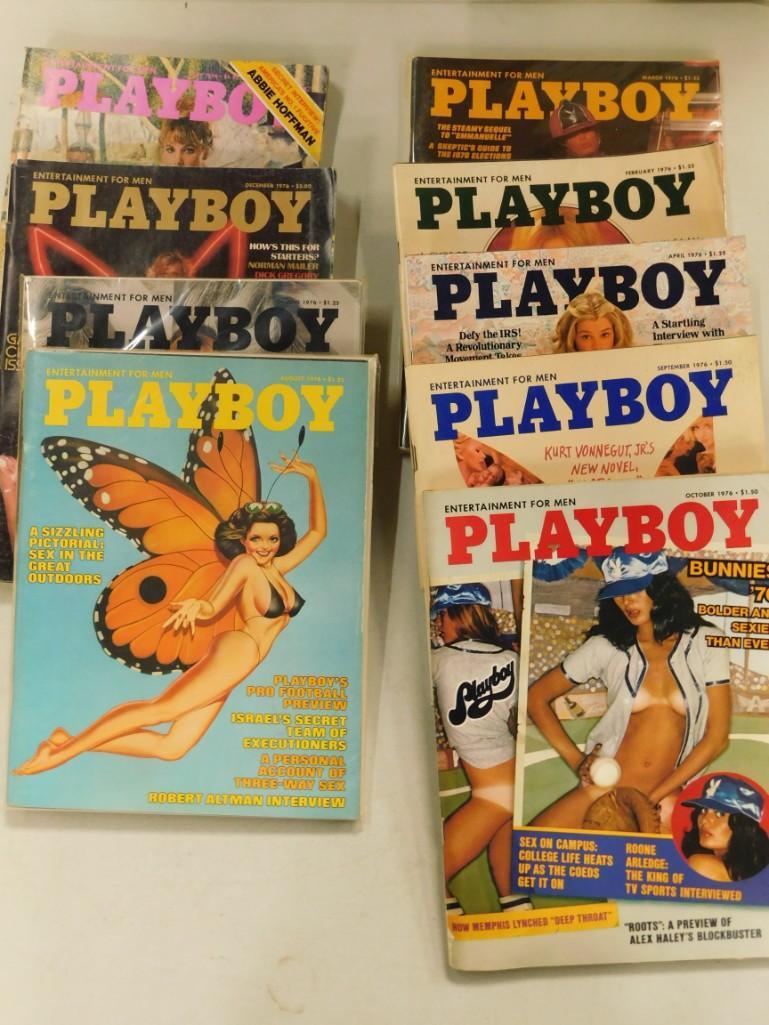 Lot of 9 Playboy Magazines from 1976: Lot of 9 Playboy Magazines from 1976