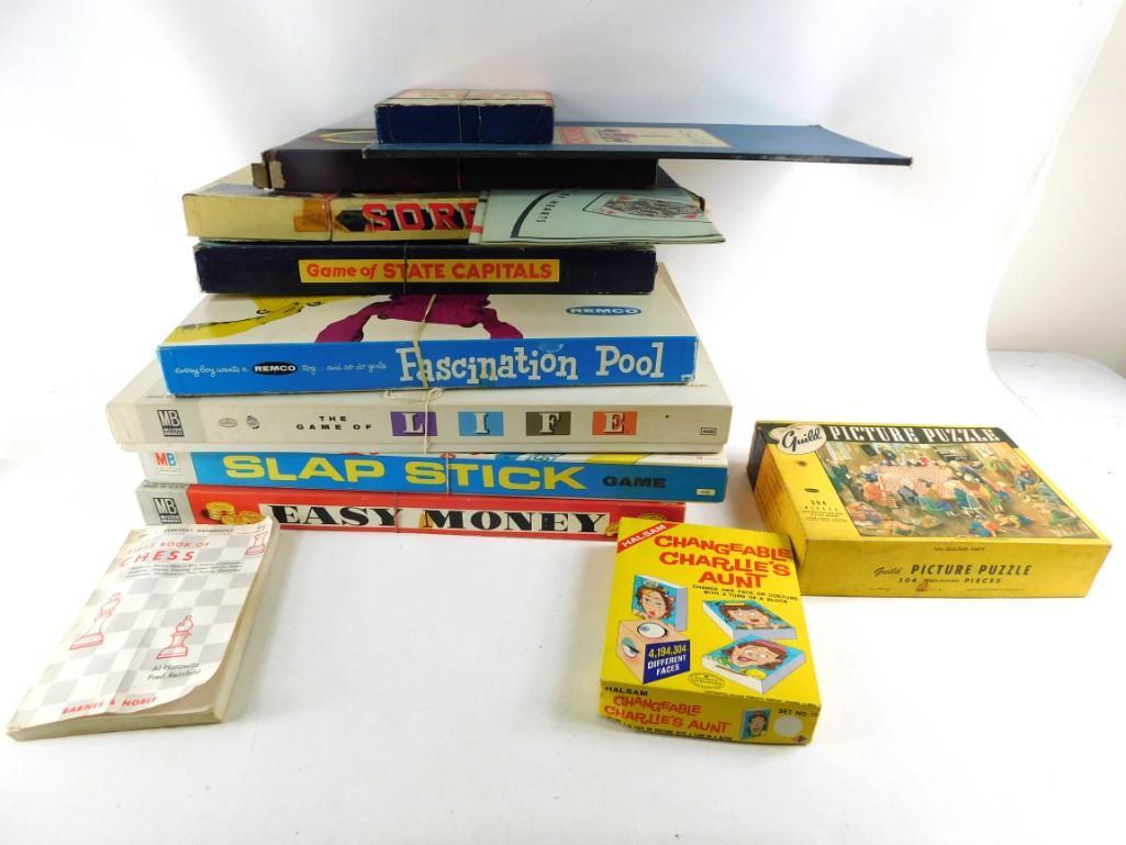 Lot of Vintage Board Games: Lot of Vintage Board Games incl Slap Stick , Easy Money , Game of State Capitals , Changeable Charlie's Aunt , etc Condition: Not checked for completeness