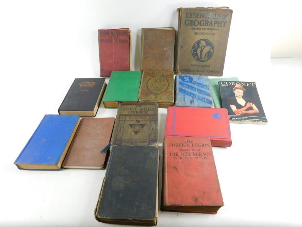 Lot of Old Books incl Stone Millis Arithmetic , Long: Lot of Old Books incl Stone Millis Arithmetic , Long Shadows , The Foreign Legion , etc