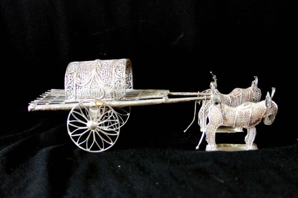 Decorative Metal Donkey Cart: Small decorative metal donkey cart