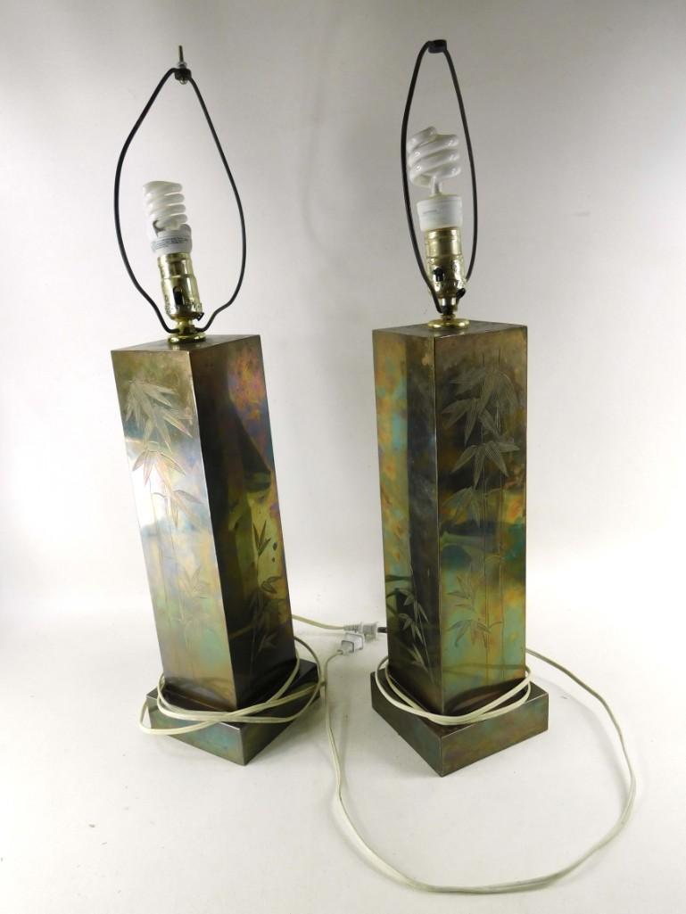 2 Vintage Table Lamps with Bamboo Leaf Design (1 of 2)