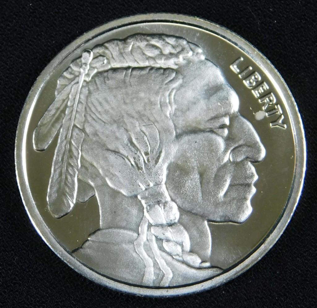 BU Indian Head Round 1 Troy Oz .999 Fine Silver (1 of 2)