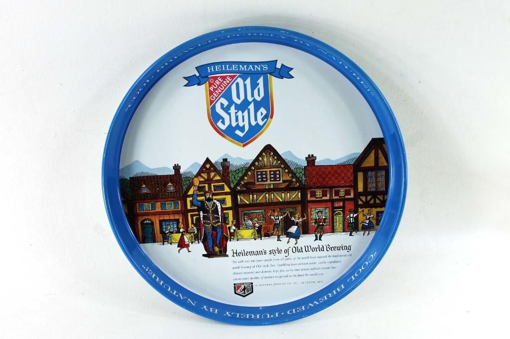 Heileman's Old Style Beer Tray: Heilemans Old Style Metal Beer Serving Tray
