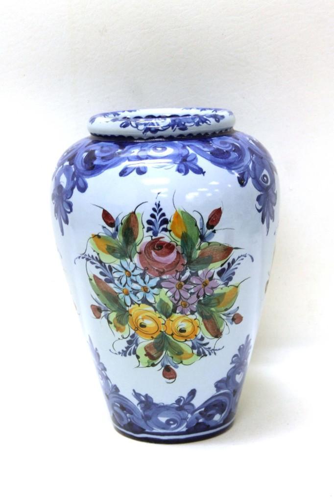 Larger Sized Vestal Alcobaca Hand Painted Vase Made in: Larger Sized Vestal Alcobaca Hand Painted Vase Made in Portugal