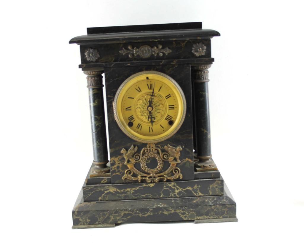 Antique New Haven Mantel Clock Made of Stone or Marble (1 of 7)