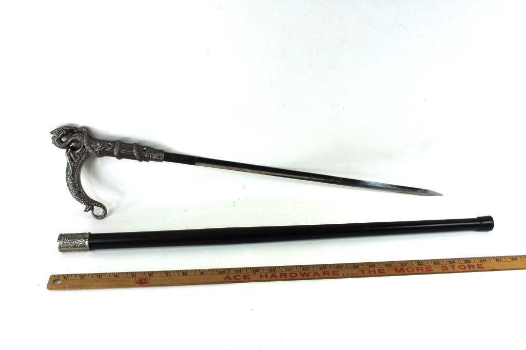 Walking Cane with Knife or Sword Inside and Dragon (1 of 8)