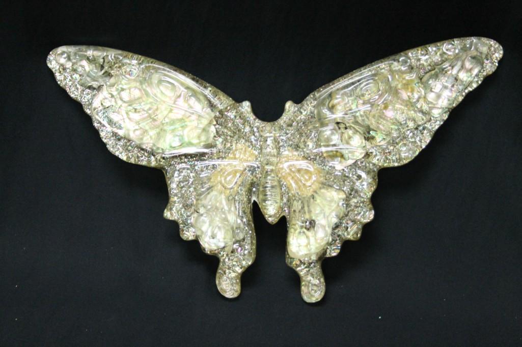 Mid Century Resin Butterfly Wall Art with Abalone and (1 of 5)