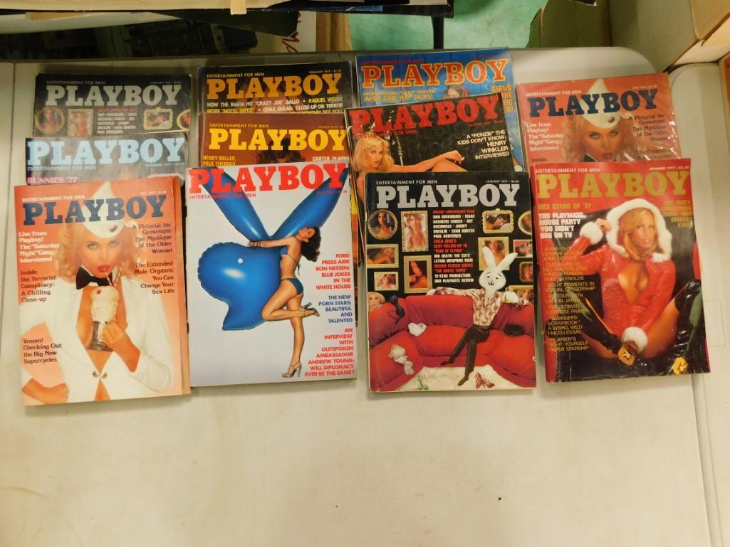 Lot of 11 Playboy Magazines from 1977: Lot of 11 Playboy Magazines from 1977