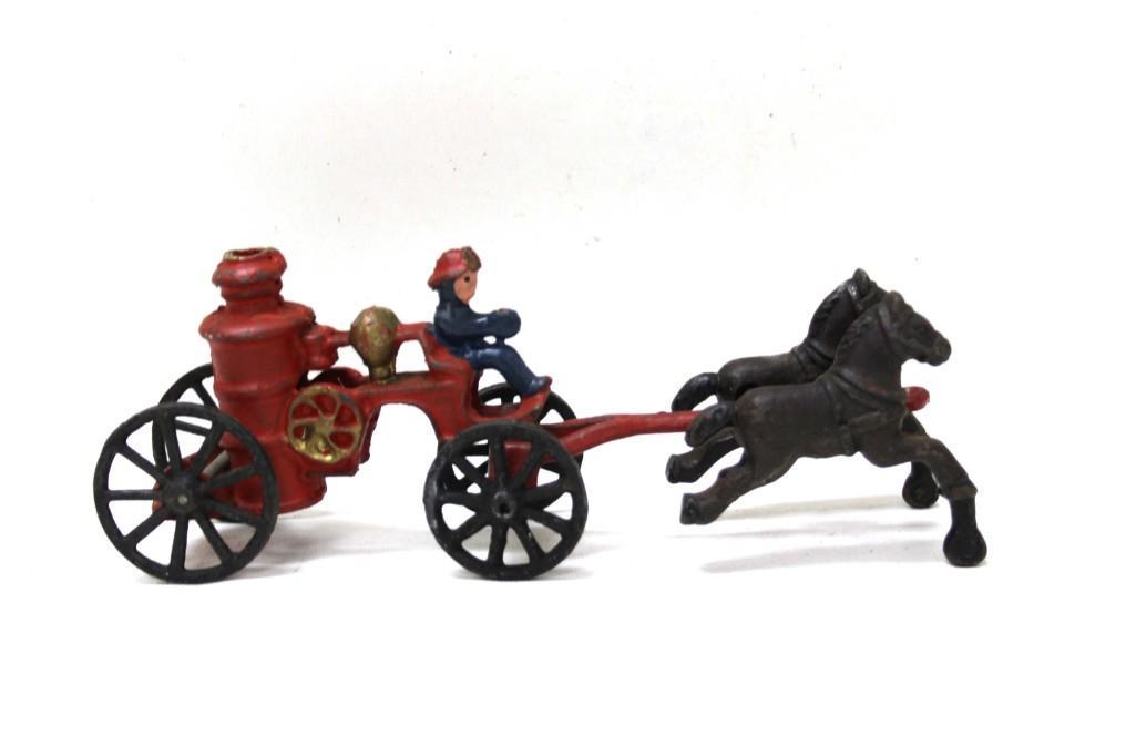 Cast Iron Horse Pulled Firetruck / Fireman Toy (1 of 2)