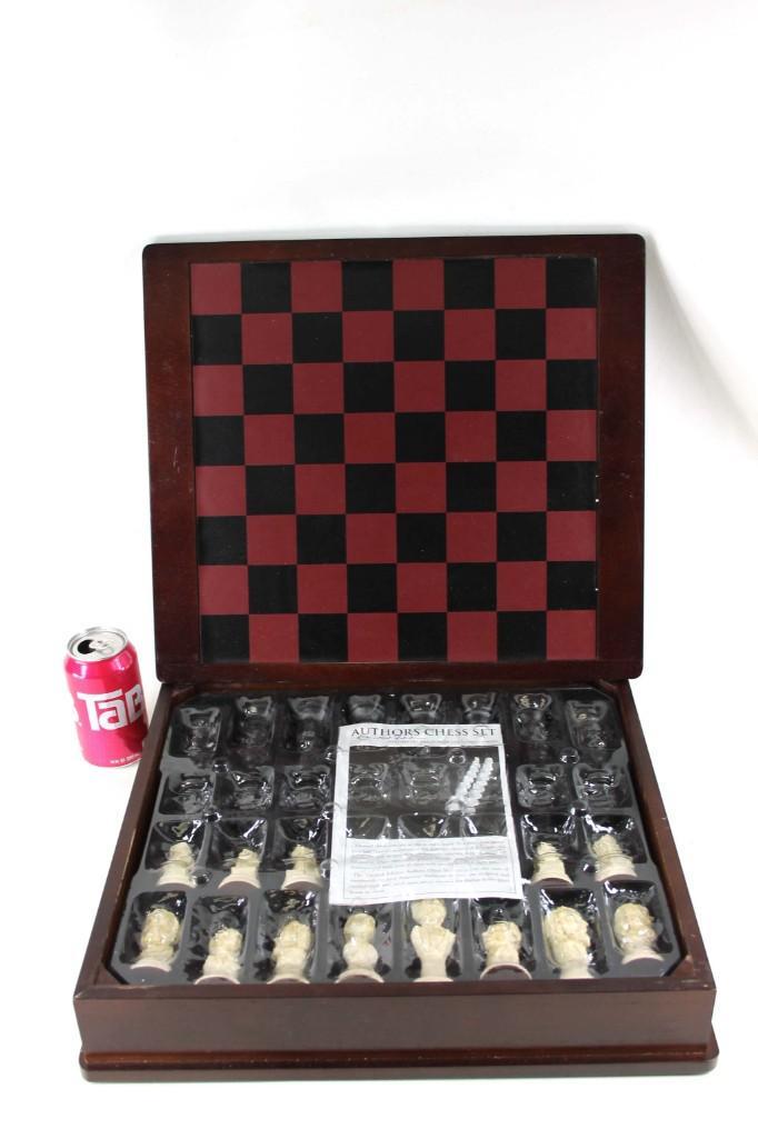 Authors Chess Set with Wooden Storage Board: Authors Chess Set with Wooden Storage Board