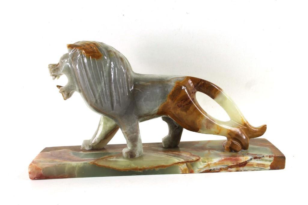 Carved Onyx Lion Statue or Sculpture (1 of 4)