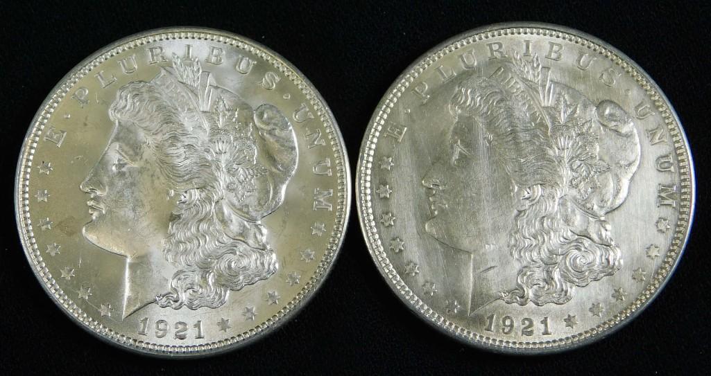 Pair of 1921-P Morgan Silver Dollars (1 of 2)