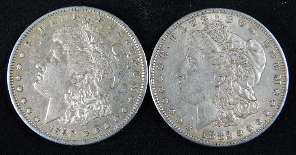 1882-P Morgan Dollar and an 1890-S Morgan Dollar (1 of 2)