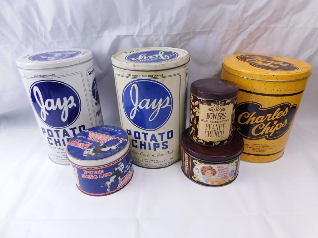 Vintage Tins including Jays Potato Chips, Charles (1 of 2)