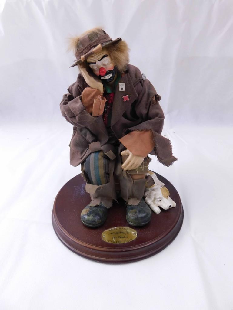 Flambro Emmett Kelly Jr Collection Real Rags The:  Emmett Kelly Jr Collection Real Rags The Thinker Figurine no 405 of 2500 with fabric clothes . Appears to be signed but NO COA on the autograph