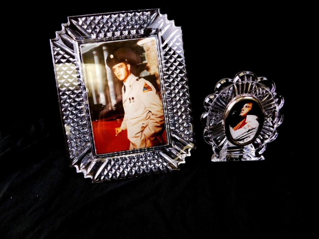 Lot of 2 Waterford Crystal Picture Frames with Elvis (1 of 4)