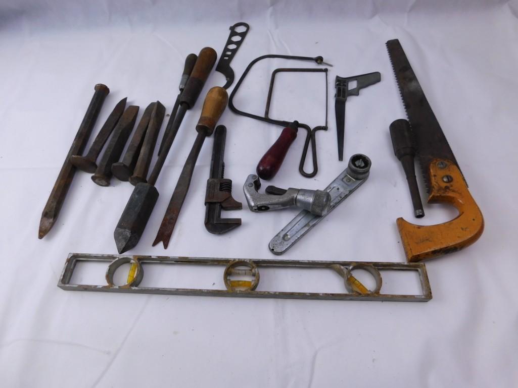 Vintage / Antique Tools - jigsaws, saw, level, wrenches (1 of 2)