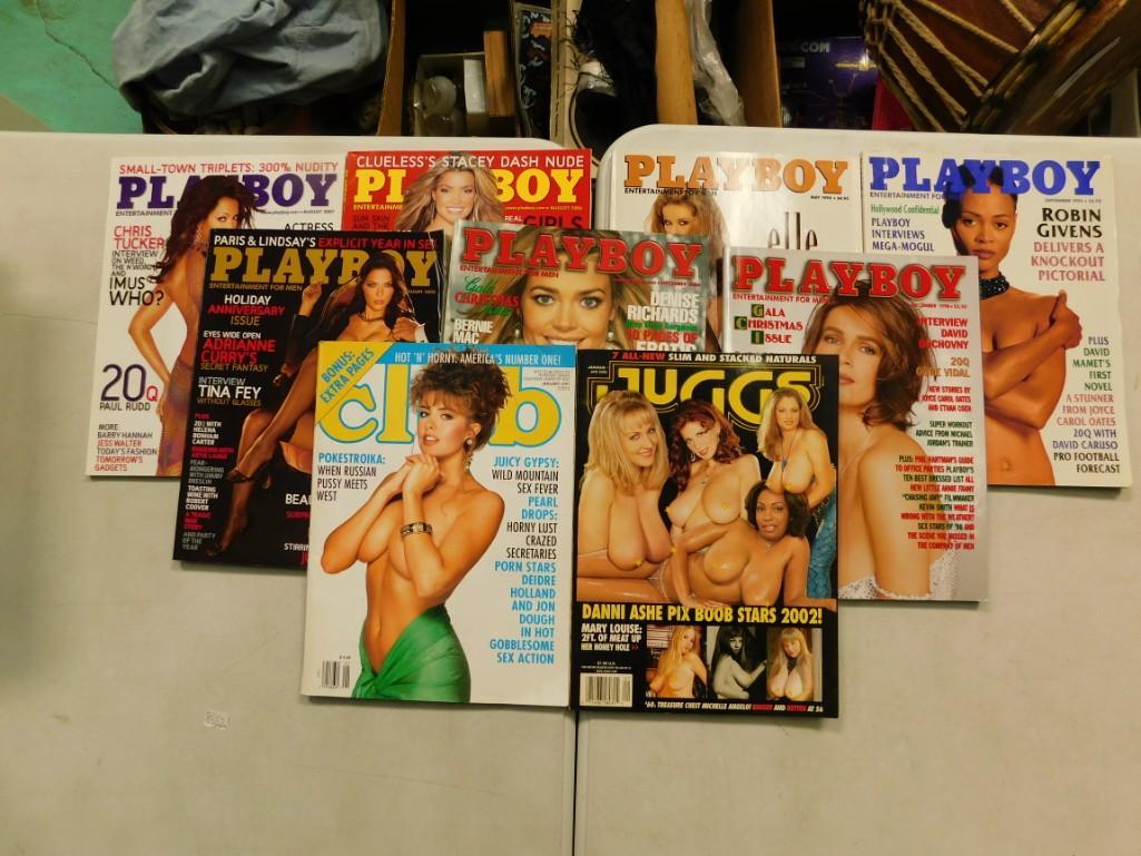 Lot of 9 Playboy, Club and Juggs Magazines from the (1 of 3)