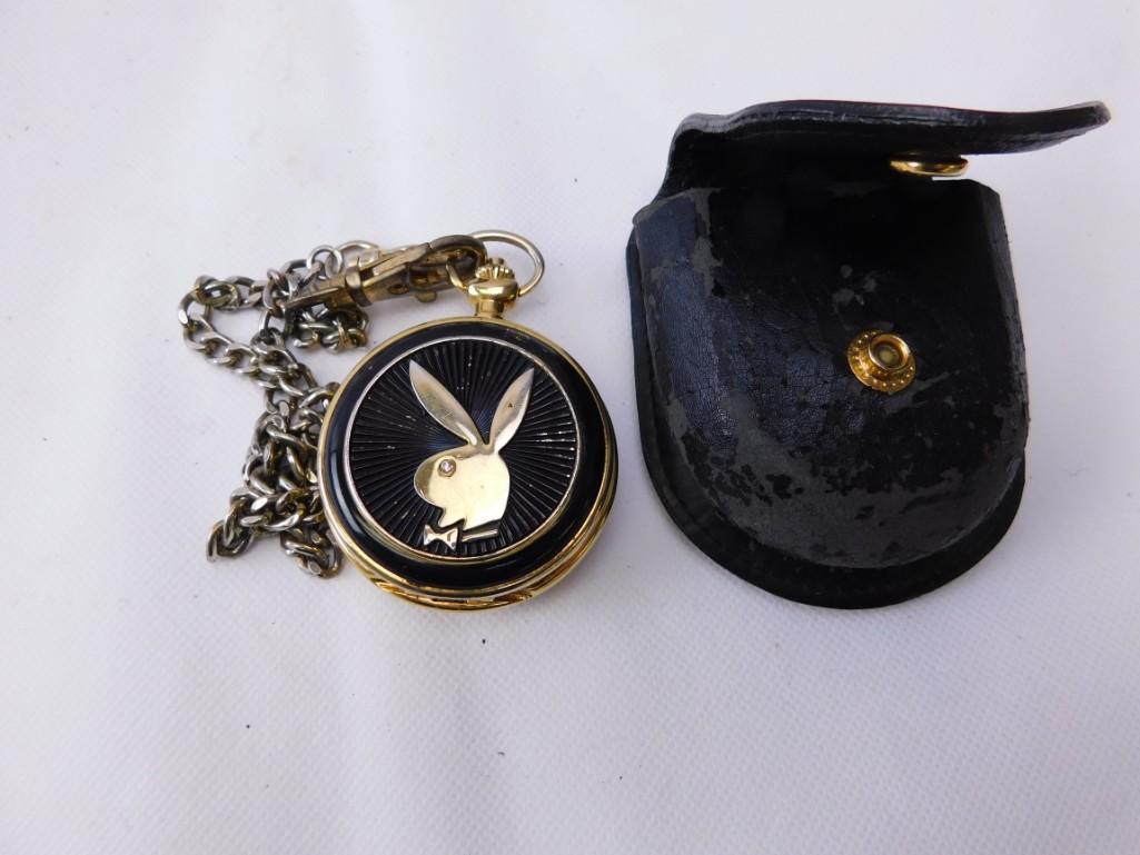 Playboy Gold Plated Pocket Watch with leather Case (1 of 5)