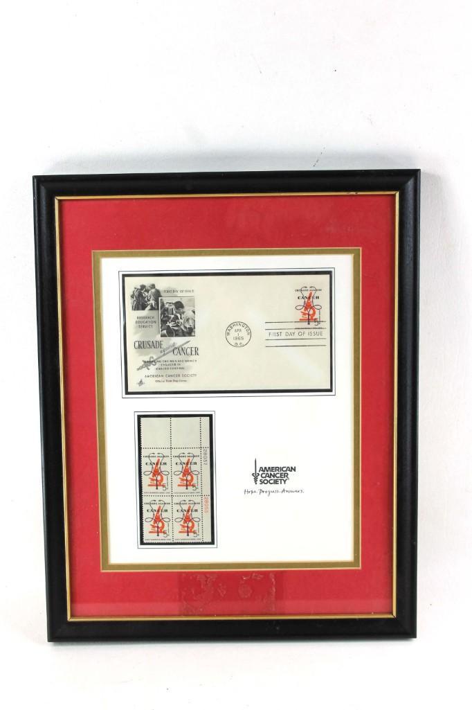 Framed American Cancer Society First Day Cover Stamps (1 of 3)